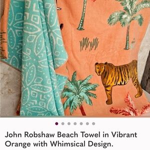 John Robshaw Orange and White Designer Towel